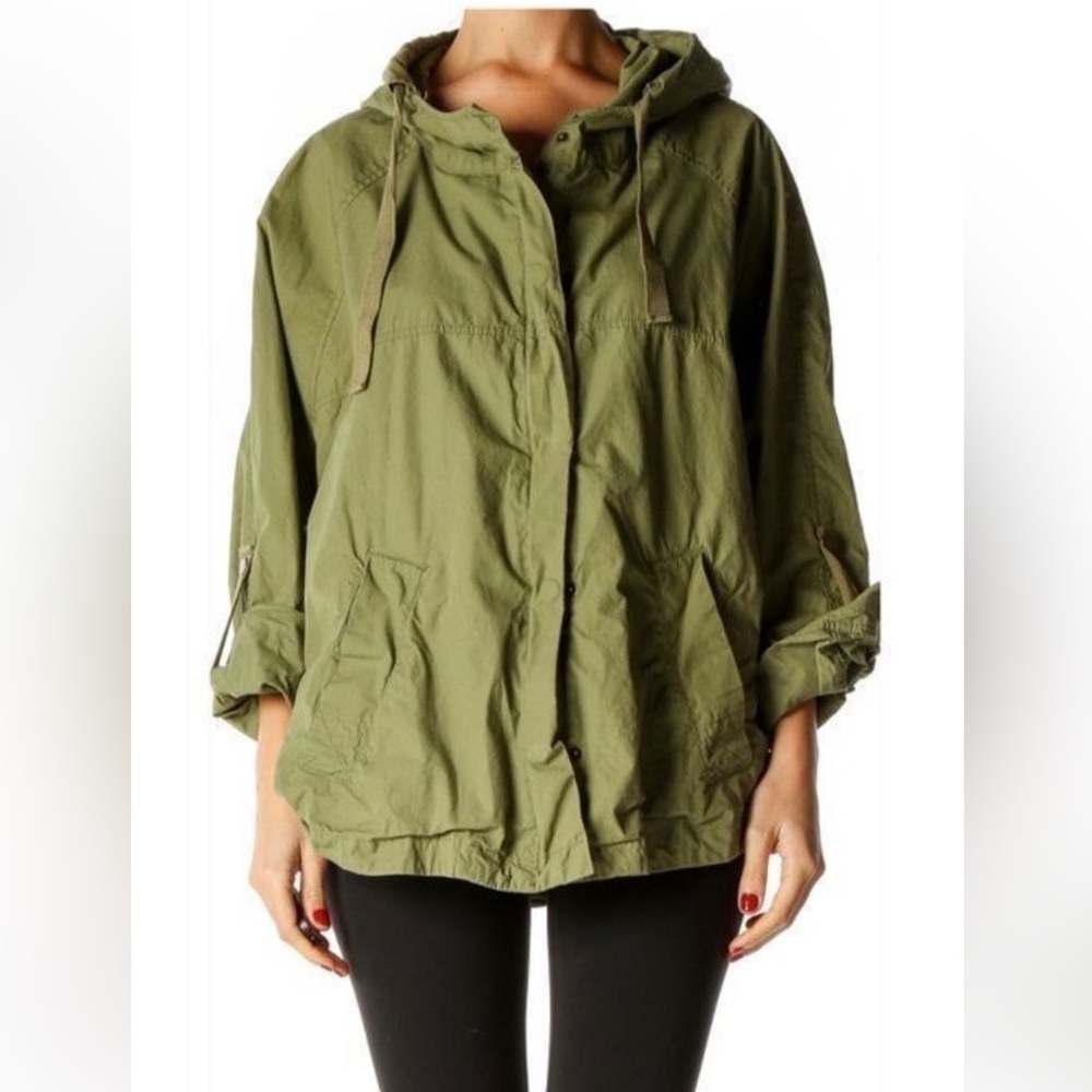 BDG Urban Outfitters Button Anorak Army Green Jacket with Hood